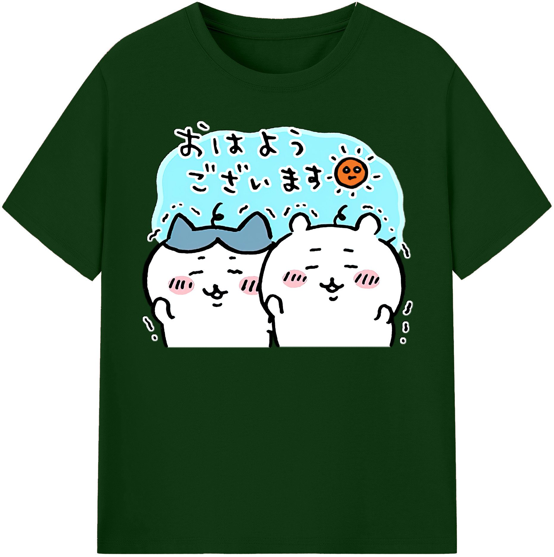 （画像用） ちいかわ ハチワレ Chii-kawa hachiware 綿100％半袖Tシャツ（フロントプリント）